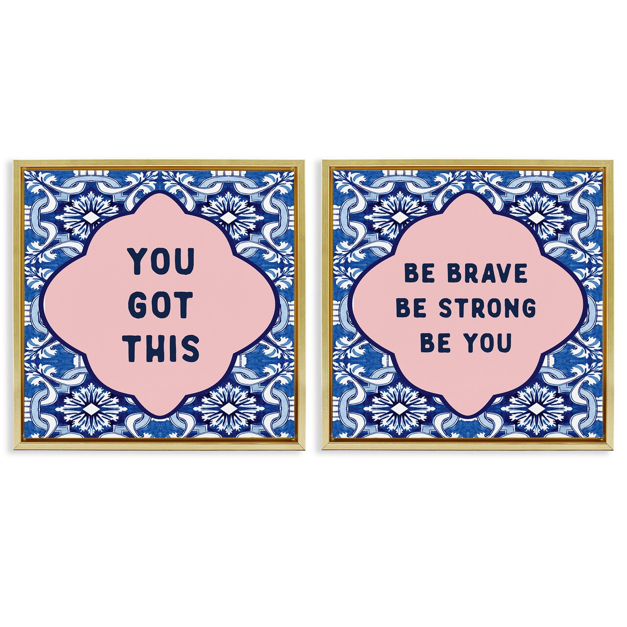 Stupell Industries Encouraging Words on Boho 2 Piece Black Framed Floater Canvas Set, design by Lettered and Lined